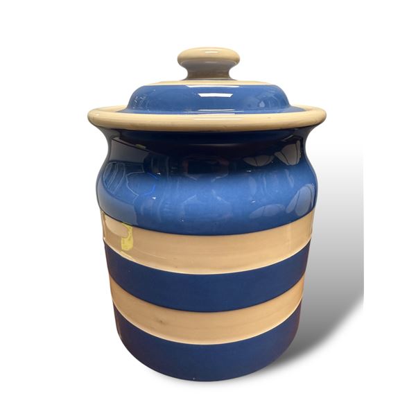 Vintage T G Green Church Gresley Blue Stripe Lidded Jar