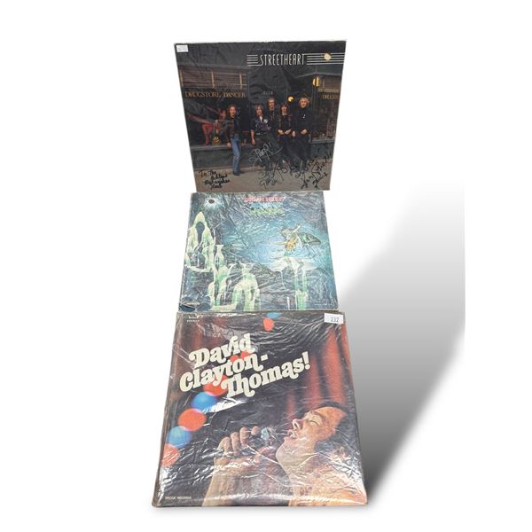 3x Vintage Autographed Vinyl Records: Streetheart, Uriah Heep Demons & Wizards, + David Clayton-Thom
