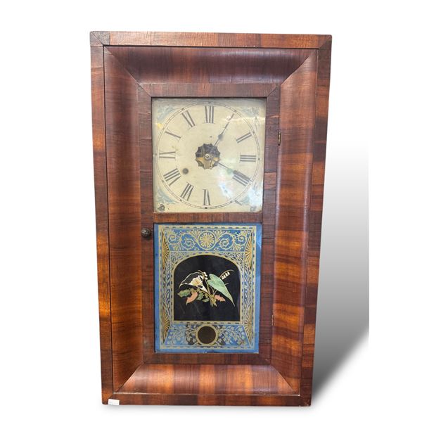 Vintage New Haven Wall Clock With Reverse Painted Door