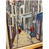 Image 2 : Vintage Original Oil On Canvas Painting European Street Scene