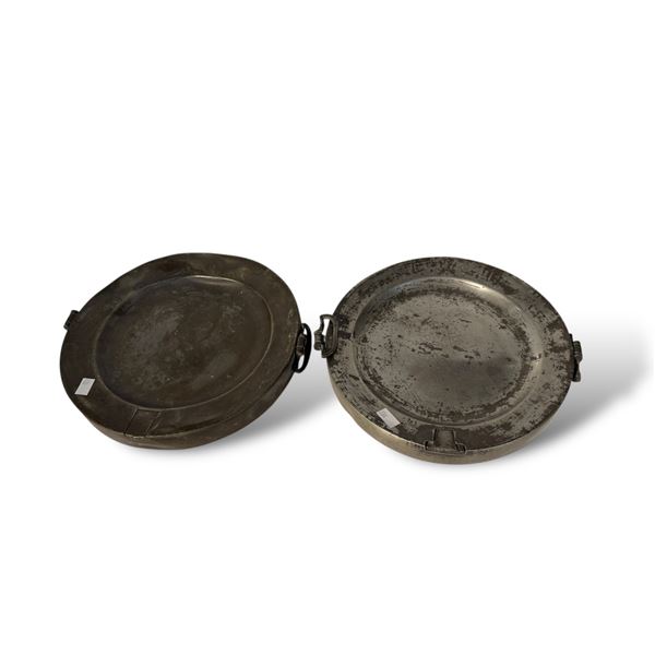 2x Antique Pewter Warming Plates
