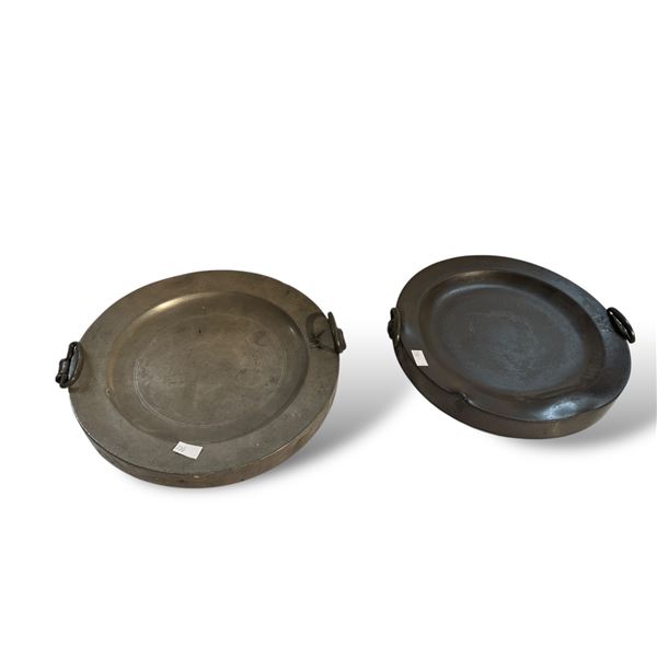 2x Antique Pewter Warming Plates