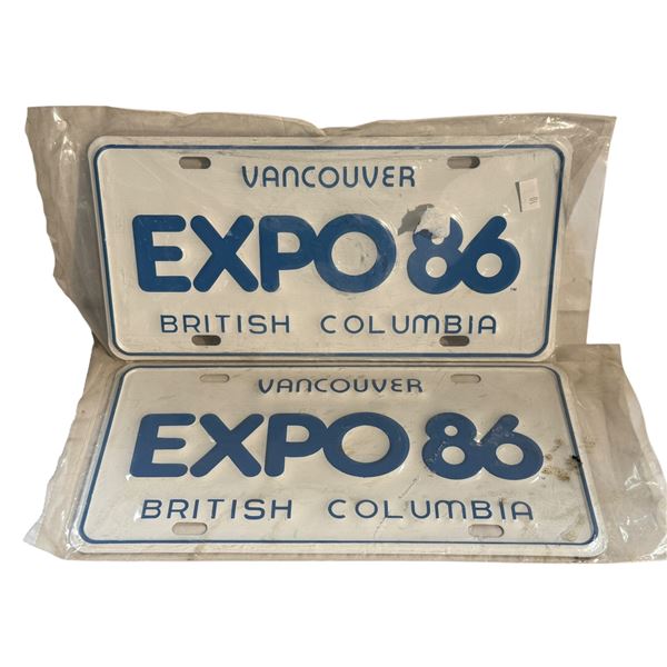 2x Vintage Vancouver B.C. Expo 86 License Plates