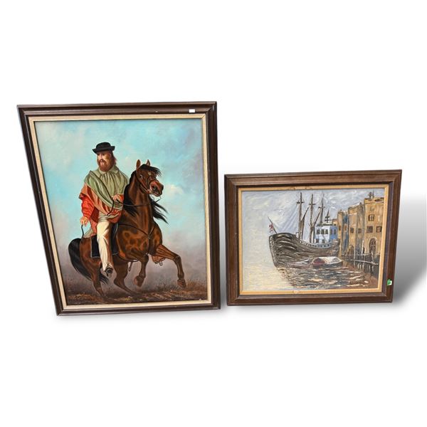 2x Vintage Artist Signed Framed Original Oil On Canvas Painting