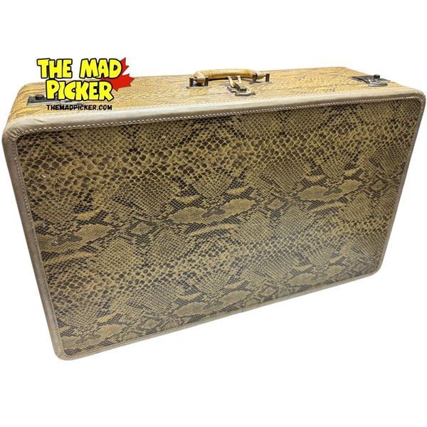 Vintage Skyway Faux Snake Skin Print Suitcase