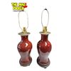 Image 1 : 2x Vintage Glazed Red Pottery Lamps (Cracked)