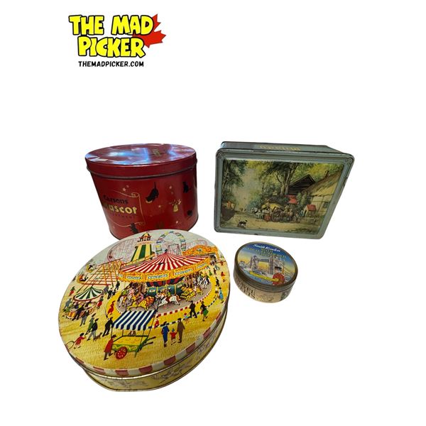 3 Vintage Tins: Peak Frean, Milady, Carsons Mascot, & Smith Kendon