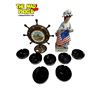 Image 1 : Vintage Variety: Ashtrays, McCormick Decanter, & Ships Wheel Table Clock