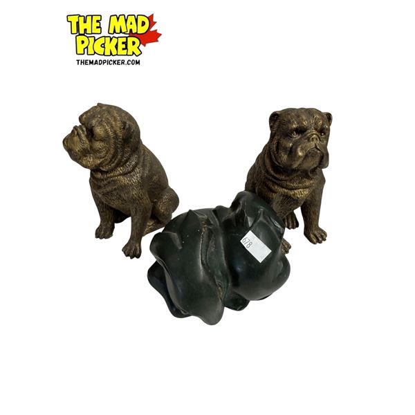 3x Vintage Cast Metal Animals: Dogs & Rabbit