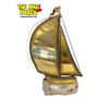 Image 2 : 3x Vintage Brass Collectibles: Artist Signed Brass Sail Boat On Quartz Base, Zebra, & Unicorn