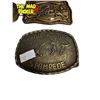 Image 8 : 6x Vintage Metal Stampede Belt Buckles & Leather Belt Size 34: