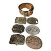 Image 1 : 6x Vintage Metal Stampede Belt Buckles & Leather Belt Size 34: