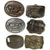 Image 3 : 6x Vintage Metal Stampede Belt Buckles & Leather Belt Size 34: