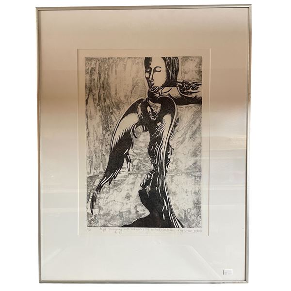 1980-1981 Artist Signed L.E.P. 12/25 "Angel Struggling With Unknown (Self Portrait) State II