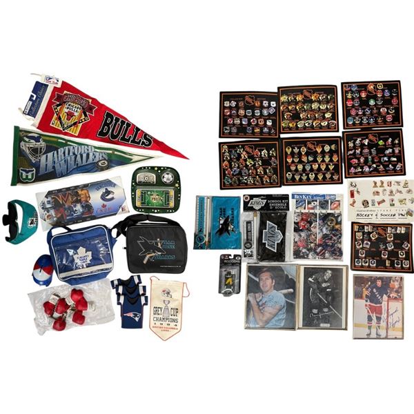 Large Collection Of Sports Memorabilia: San Jose, Patriots, Canucks, Maple Leaf's, & More