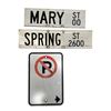 Image 1 : 3x Vintage Street Signs: Road Names (Spring & Mary) & No Parking