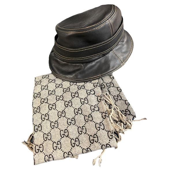 Danier Leather Bucket Hat & Reproduction Gucci Scarf