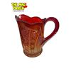 Image 3 : 2X Vintage Red Cadmium Carnival Glass Collectibles: Pitcher & Bowl