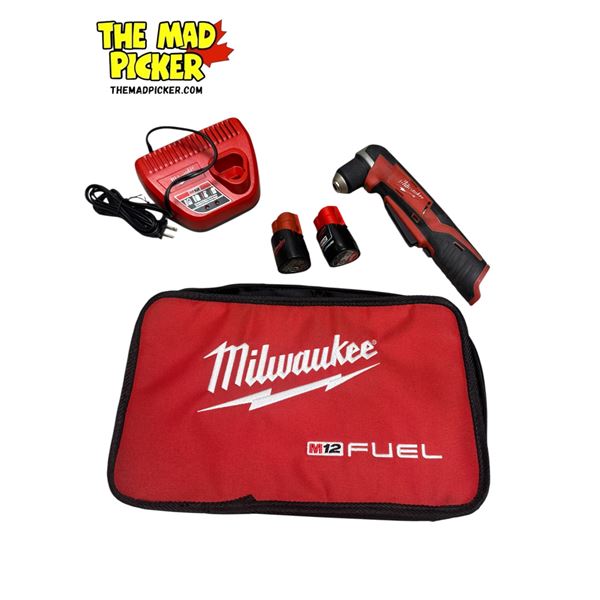 Milwaukee 3/8" (10mm) Right Angle Drill With Battery Charger, 2 Batteries, & Travelling Bag