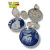 Image 1 : Vintage Collectibles: Cut Glass Candy Bowl, Art Glass Paperweights, & Royal Copenhagen Plates