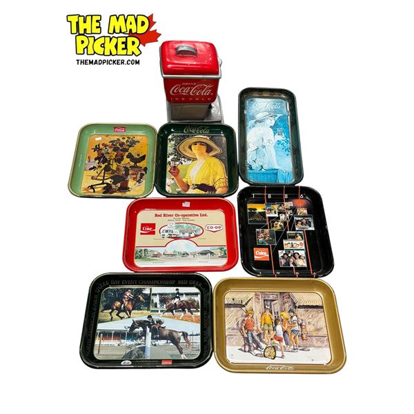 Assorted Vintage Coca-Cola Collectibles: Trays & Cookie Jar