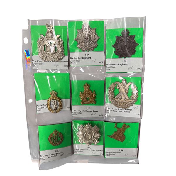 12x Vintage UK Military Cap Badges