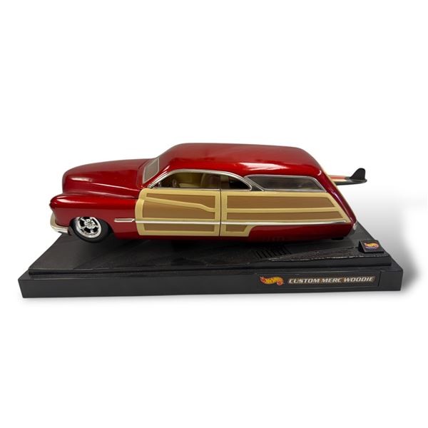 Hot Wheels Custom Merc Woodie With Surf Board 1:18th Scale Die Cast Car