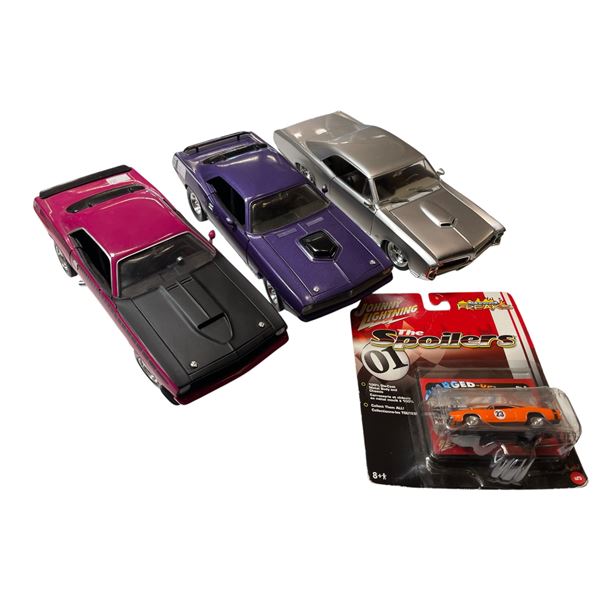 4x Die Cast Collectible Cars: Ertl, Johnny Lightning, & Hot Wheels