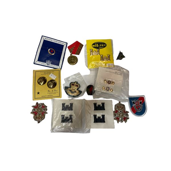 Assorted Vintage Military Pins & Patches