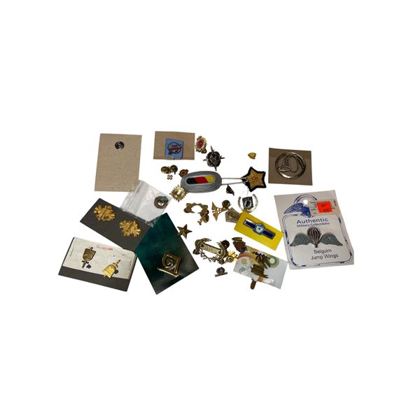 Assorted Vintage Military Cap Badges & Pins
