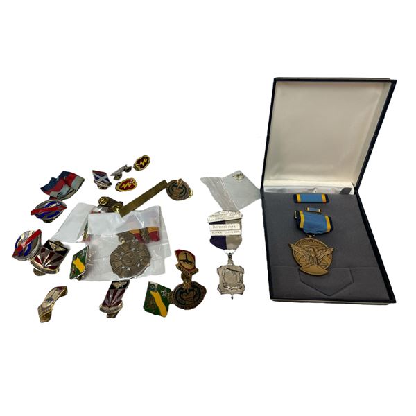 Assorted Military Collectibles: Badges, Pins, Ribbons