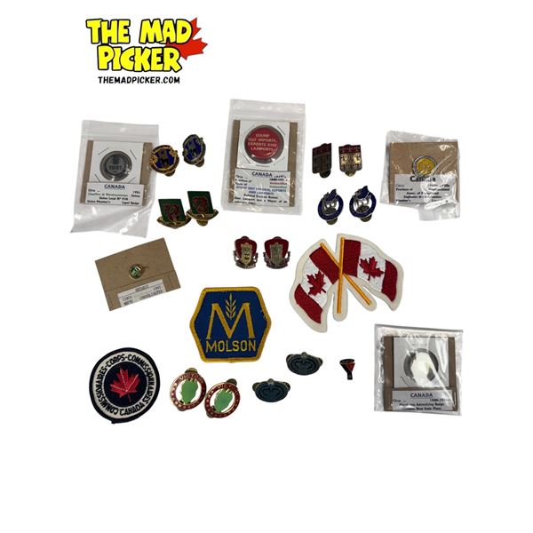 Vintage Variety: Molson Beer Patch, Advertising Pins, Military Pins, & More