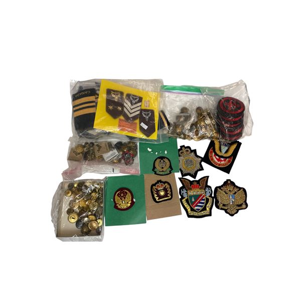 Assorted Vintage Military Patches, Buttons, & More