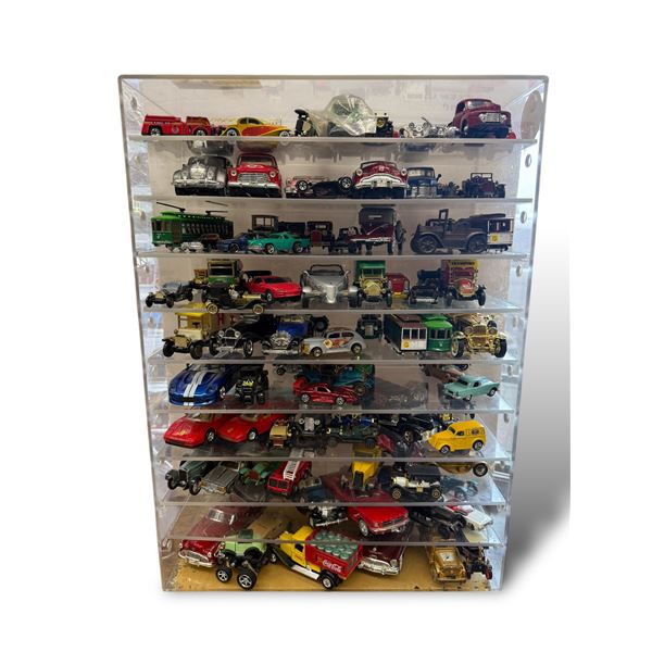 Assorted Collectible Toy Cars In Display Case