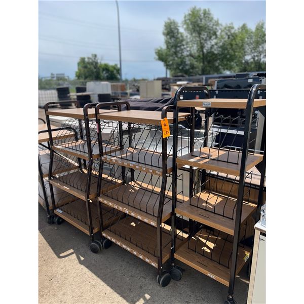 4 Brown Carts On Wheels