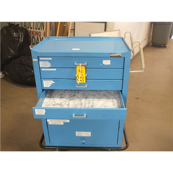6 Drawer Blue Cart On Wheels