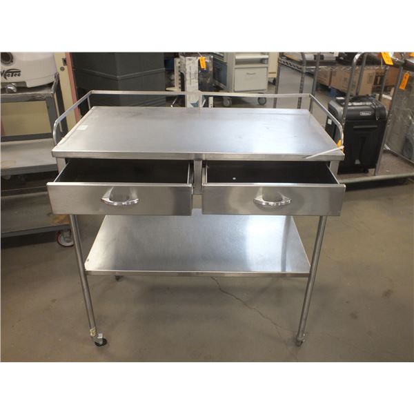 2 Drawer Stainless Steel Cart On Wheels