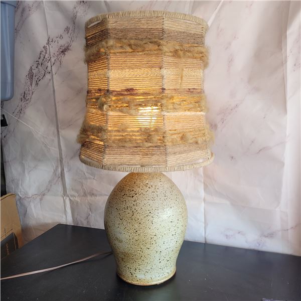 Vintage Studio Pottery? Earthenware Lamo with Mohair Lampshade Working