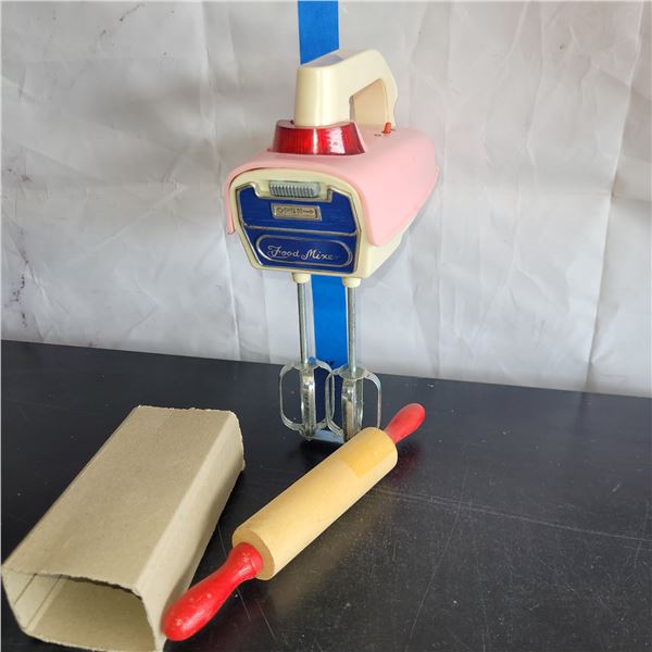 1960s 1970s Childrens Hand Mixer + Rolling Pin Toy