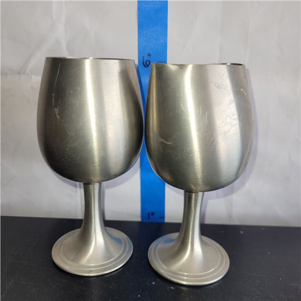 Lot of 2 Vintage English Pewter Goblets, Made in Sheffield England
