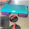 Image 3 : Lot of Exercise Items - Step Platform, 2 Glide Disks, Foldout Foam Mat, Floor Back Support
