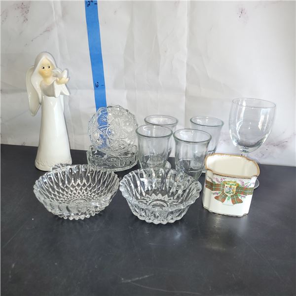 Lot of Estate Crystal, China, Glass, Ceramic Angel