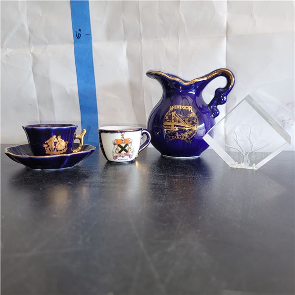 Limoges Miniature Demitasse Teapcup & Saucer, Japan Creamer +