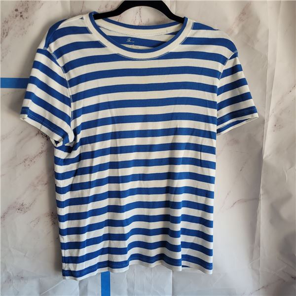 Ladies Blue & White Striped Top - Cotton Ginny Size XL
