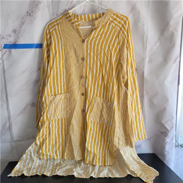 Ladies Yellow & White Top - Unknown Maker Size XXL