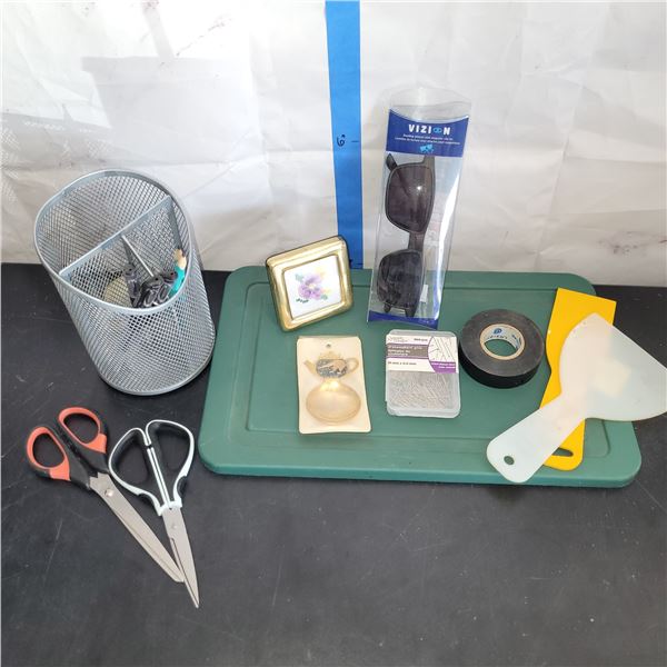 Mixed Estate Lot - Stationary Holder with contents, Paua Shell trinket ++