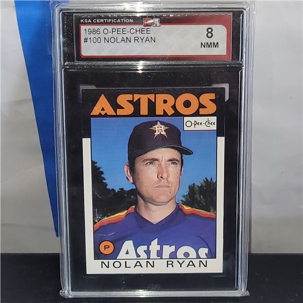 1986 O-Pee-Chee #100 Nolan Ryan - Graded 8