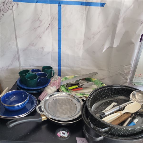 Large Camping Kitchen Set - Most used except for hte green and blue dishes from the looks of it