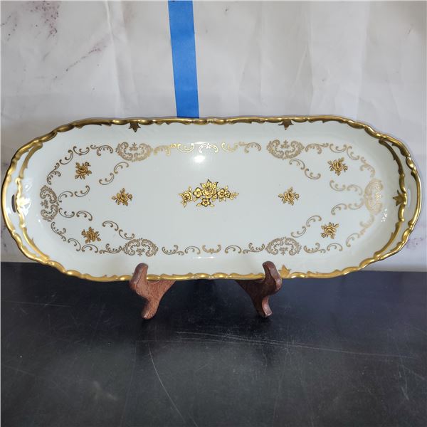 Vintage Reichenbach Gold Roses Large Oval Plate - problem free