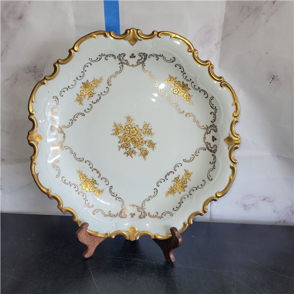 Vintage Reichenbach Gold Roses Cake or Dessert Plate - has surface crack on back side